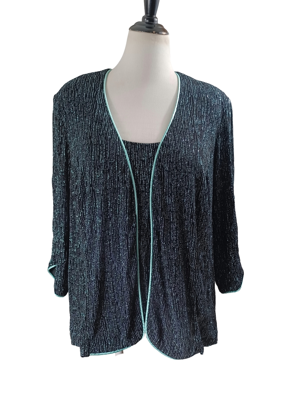 XSCAPE BY JOANNA CHEN SPECIAL OCCASION 2 PIECE SET OPEN BLAZER/TANK TOP SIZE 2X